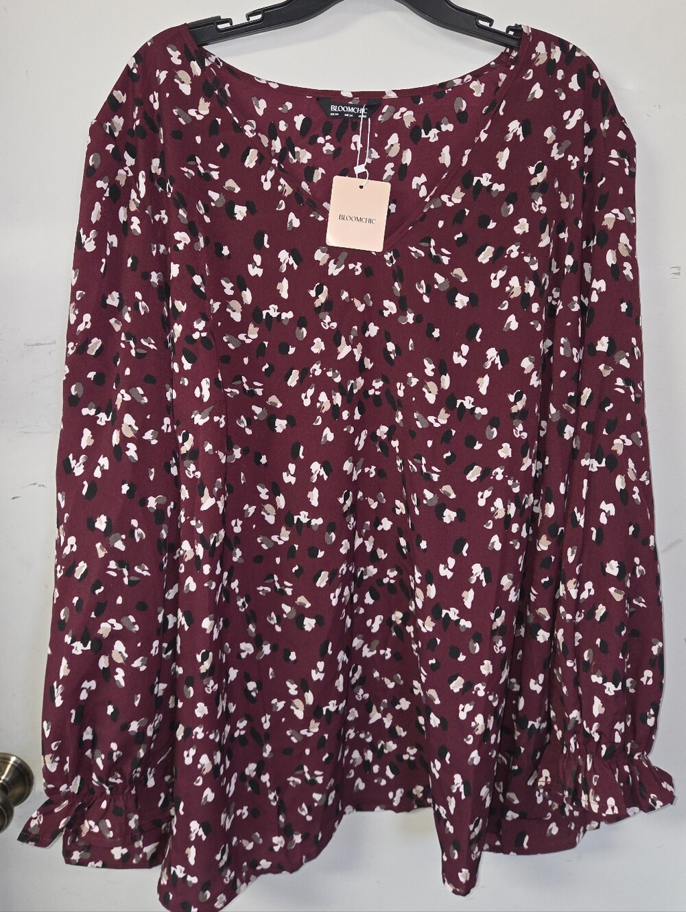 BloomChic Maroon Printed Long Sleeve Blouse